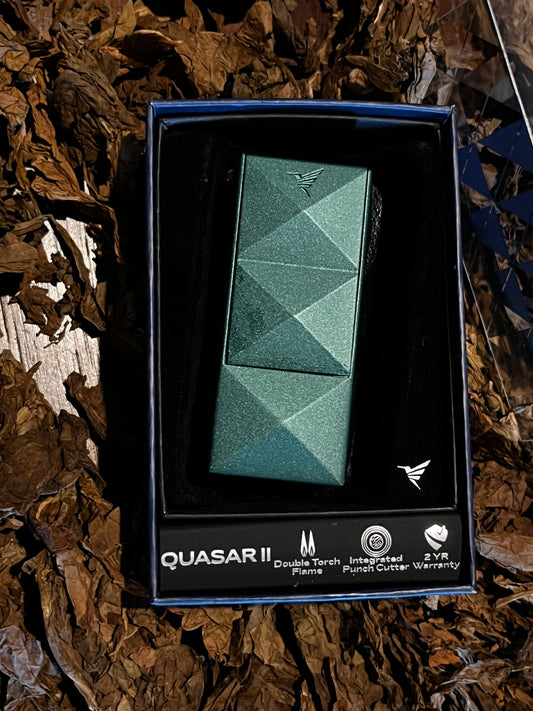 Colibri Quasar II Double-Flame Lighter With Punch, Green